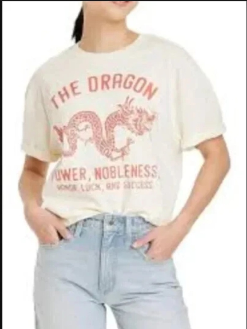 The Dragon Red Graphic Tee - Cream